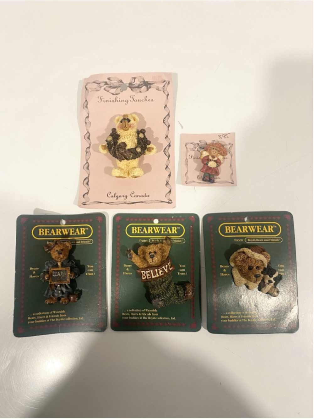Vintage 1990s Boyds Bears Bearwear Finishing Touches Brooch Pins Lot of 5